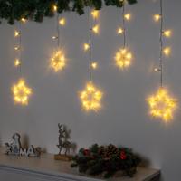 Kerstverlichting lichtgordijn - warm wit - 6 sterren - 63 led lampjes - 200 cm - lichtsnoer Kerstverlichting lichtgordijn - warm wit - 6 sterren - 63 led lampjes - 200 cm - lichtsnoer