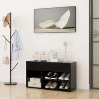 Schoenenbank 80x30x45 cm bewerkt hout zwart