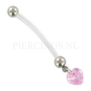 Navelpiercing zwangerschap hart kristal roze