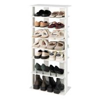 7-Niveaus Dubbele Rij Schoenenrek Verticale Houten Schoenorganizer Schoenenopslag 47 x 25,5 x 110 cm Wit