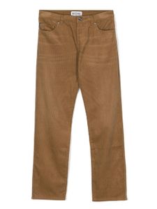 Moschino Kids pantalon en velours côtelé à logo brodé - Marron