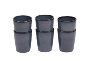 Koffiekopjes set van 6 - 250 ml - 6 persoons - Amadora - blauw met aqua look - Portugees stoneware