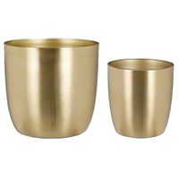 Plantenpot/bloempotten set - 4x stuks - metaal - goud - D16 en D22 cm - thumbnail