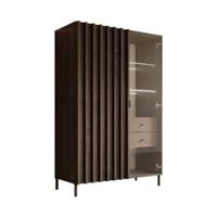 Meubella Dressoir Paz - Donker eiken - 92 cm - Met glas