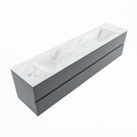 MONDIAZ VICA-DLUX 200cm badmeubel onderkast Plata 4 lades. Inbouw wastafel CLOUD dubbel zonder kraangat, kleur Opalo, en spiegel model SPOT - thumbnail