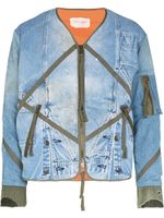 Greg Lauren veste bomber en jean à fermeture zippée - Bleu