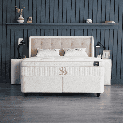 Opbergboxspring Oxybedd Beige 140x200 Cm Direct Leverbaar SKYBEDD - Dekbed-Discounter.nl