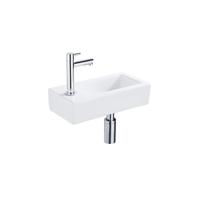 Fortifura Fuente fonteinset - 36x18.5x9cm - 1 kraangat - solid surface - fonteinkraan chroom - mat wit SW696234/SW696209/SW696219/SW705498