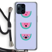 Smiley watermeloen: Oppo Find X3 Pro Transparant Hoesje met koord