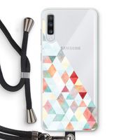 Gekleurde driehoekjes pastel: Samsung Galaxy A70 Transparant Hoesje met koord
