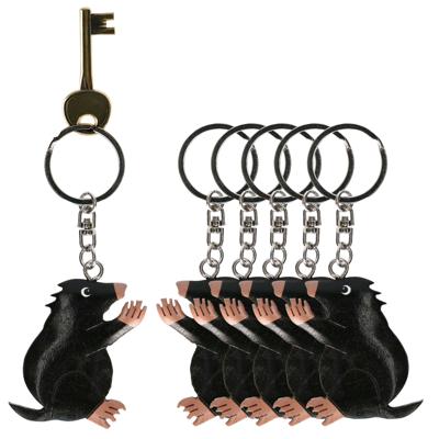 5x Houten mollen sleutelhangers