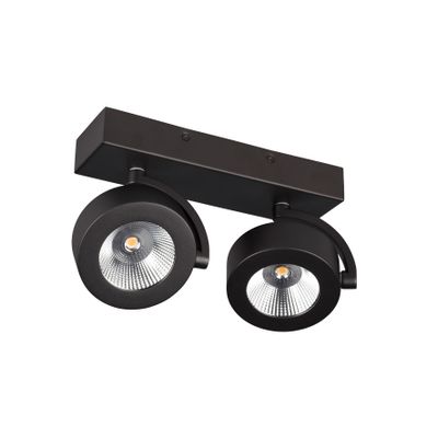 BC0032 LED-opbouwspot 2x10W 2700K Dimbaar Zwart