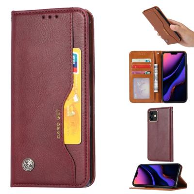 Knead huidtextuur horizontale Flip lederen case voor iPhone 11 met foto frame & houder & kaartsleuven & portemonnee (wijn rood)