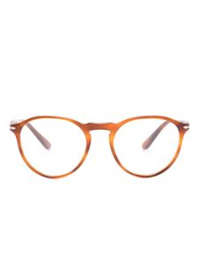 Persol lunettes de vue rondes à effet écailles de tortue - Marron