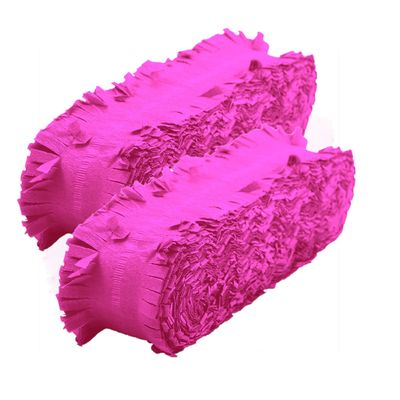 Set van 2x stuks feest/verjaardag versiering slingers fuchsia roze 24 meter crepe papier