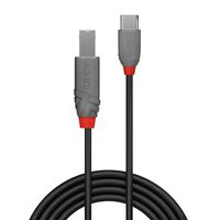 LINDY USB-kabel USB 2.0 USB-C stekker, USB-B stekker 2.00 m Zwart 36942 - thumbnail