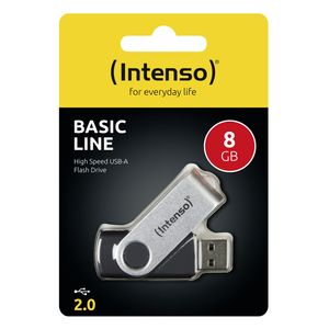 Intenso Basic Line USB flash drive 8 GB USB Type-A 2.0 Zwart, Zilver