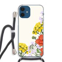 Wilde bloemen: iPhone 12 Transparant Hoesje met koord