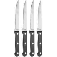 Vleesmessen set - 4x stuks - zwart - RVS/kunststof - 23 cm - steakmessen - bestek set