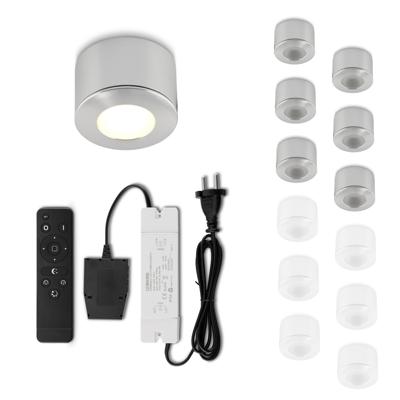Set Led opbouwspot met afstandsbediening Parma zilver 3W dimbaar IP44 1-12 stuks