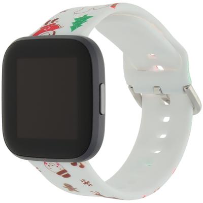 Fitbit Versa Print Sport Band - Kerst Sneeuwpop Wit Fitbit Versa Print Sport Band - Kerst Sneeuwpop Wit