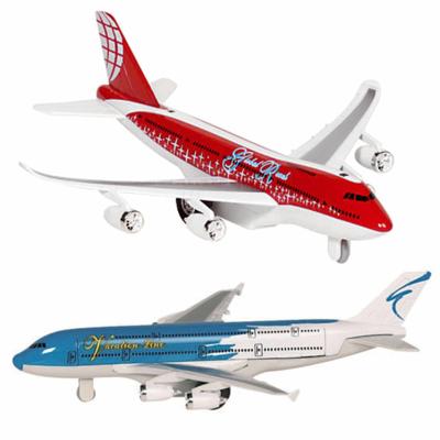 Goki Speelgoed Vliegtuigjes - 2x stuks - 19 cm - blauw en rood - licht en geluid