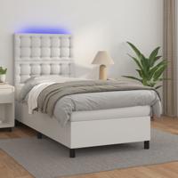 Boxspring met matras en LED kunstleer wit 90x200 cm