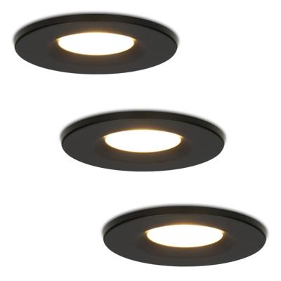 Set van 3 Venezia LED inbouwspots - 6 Watt 650 lumen - 2700K warm wit - Dimbaar - Rond - IP65 waterdicht - Zwart - Voor binnen, buiten en badkamer Set van 3 Venezia LED inbouwspots - 6 Watt 650 lumen - 2700K warm wit - Dimbaar - Rond - IP65 waterdicht - Zwart - Voor binnen, buiten en badkamer