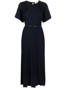 Fabiana Filippi robe mi-longue plissée à taille ceinturée - Bleu