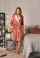 Teddy zachte damesbadjas koper oranje - fleece-(44-46) L