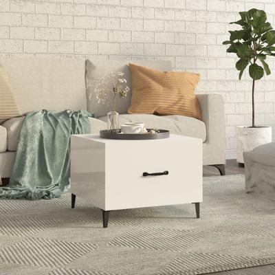 Salontafel met metalen poten 50x50x40 cm hoogglans wit