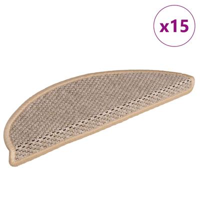 VidaXL Trapmatten zelfklevend 15 st sisal-look 56x17x3 cm lichtbeige