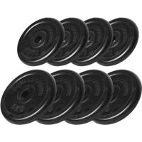 Voordeelbundel 30 kg ( 4 x 2,5 en 4 x 5 kg) Halterschijven Rubber - thumbnail