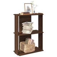 Boekenkast 3-laags 60x30x80 cm bewerkt hout bruin eikenkleur