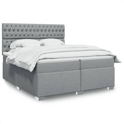 Boxspring met matras stof lichtgrijs 200x200 cm