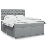 Boxspring met matras stof lichtgrijs 200x200 cm