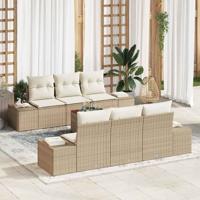 Tuinbankenset met kussen 7 pcs Beige poly rattan