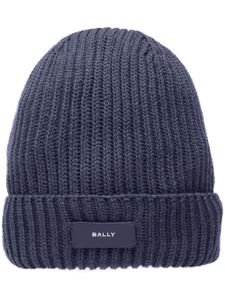 Bally logo-appliqué ribbed beanie - Noir