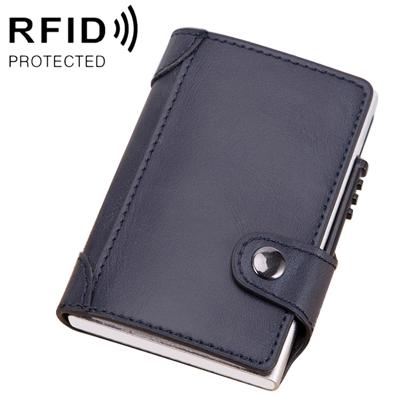 X-51 automatisch Uitvouwkaart type anti-magnetische RFID anti-diefstal PU lederen portemonnee met kaartsleuven (blauw)