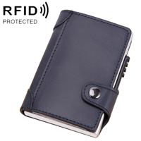X-51 automatisch Uitvouwkaart type anti-magnetische RFID anti-diefstal PU lederen portemonnee met kaartsleuven (blauw)