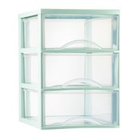 Ladeblokje/bureau organizer met 3x lades - transparant/mintgroen - L26 x B36 x H37 cm - plastic