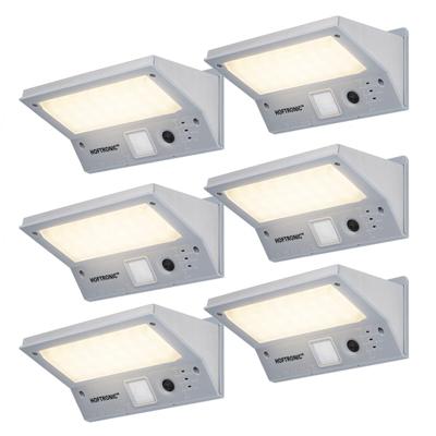 6x Burley - LED Solar Wandlamp met bewegingssensor en schemerschakelaar - 3 lichtstanden - 21LEDs - 3000K - IP65 Waterdicht - Solar buitenlamp