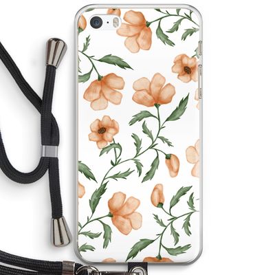 Peachy flowers: iPhone 5 / 5S / SE Transparant Hoesje met koord