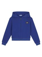 Dolce & Gabbana Kids hoodie zippé à plaque logo - Bleu - thumbnail