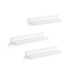 Zwevende planken set van 3, Wit / 10 x 38 x 5 cm