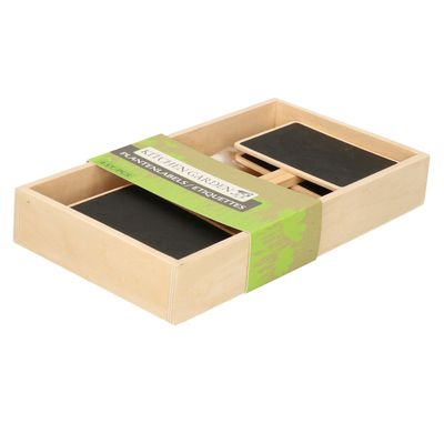 Plantetiketten/plantenlabels - 12x - krijtbord - hout - 20 cm - steeketiketten