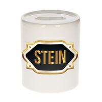 Naam cadeau spaarpot Stein met gouden embleem