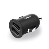 Hama 2-voudige USB-oplader Sigarettenaanst. Oplaadadapter Voor Auto 2,4 A/12 W - thumbnail