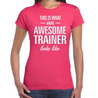 Awesome trainer cadeau t-shirt roze dames - thumbnail