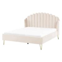 Beliani - AMBILLOU - Tweepersoonsbed - Beige - 160 x 200 cm - Fluweel